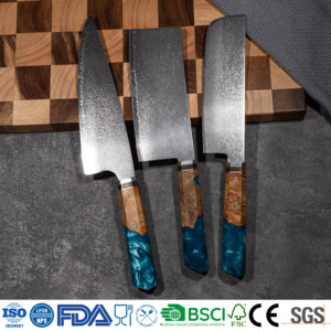 Ensemble de Couteaux de Chef de <span class=keywords><strong>Cuisine</strong></span> <span class=keywords><strong>Japonais</strong></span> Damas Professionnel 9 Pièces, Motif Vague Discret Fait Main, <span class=keywords><strong>Couteau</strong></span> à Éplucher et <span class=keywords><strong>Couteau</strong></span> Universel en Résine Écologique - Product Image 4