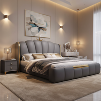 Lit en cuir capitonné au design haut de gamme, meubles élégants pour chambre à coucher, lit king-size, lit capitonné de style français pour la maison