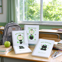 Carnet à spirale A5 Green Apple Land Cartoon 147*212mm 80 feuilles 80gsm Couverture PP blanche Cahier ligné Vente en gros Depai