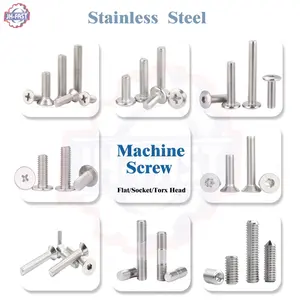 สกรูสแตนเลส M3 316สกรูหัวหกเหลี่ยม M8 304 316L สกรูสแตนเลสสตีล M4 M5สกรูสแตนเลสหัวท็อกเก็ตหกเหลี่ยมแบบแบน
