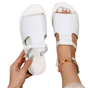 Sandales plates à bout rond en PU pour femme, collection été 2026, assorties et confortables pour la plage - Product Image 2