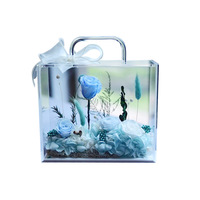 Boîte cadeau transparente en acrylique imprimée UV moderne, pour la Saint-Valentin Qixi, la demande en mariage, les fleurs éternelles, les anniversaires et les confessions
