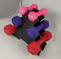 Haltères hexagonaux en néoprène avec logo personnalisé pour la musculation à domicile, support d'haltères, entraînement des hanches et du dos - Légers