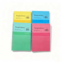 Carnet à spirales B5 imprimé sur mesure, carnet à spirales à couverture rigide, carnet à spirales avec couverture transparente en PP en gros pour étudiants