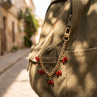 Schattig kersen tasbedeltje gouden kleur metalen ketting sleutelhanger Kawaii fruit tas hanger mode handtas accessoires groothandel op maat