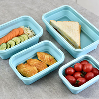 Boîtes à lunch pliables en silicone rectangulaires de haute qualité, ensemble de contenants de stockage alimentaire multifonctionnels extensibles pour micro-ondes