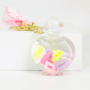 Porte-clés en acrylique avec perles lettres - Porte-clés couleur pastel scintillant pour sac à dos, sac à main, voiture, charmant cadeau avec perles alphabet - Product Image 2