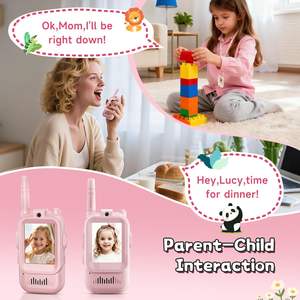 YUSSBCU 2-Pack Rechargeable Video Walkie Talkies for Kids Indoor <b>Outdoor</b> Family <b>Toy</b> with Handheld Video Intercom Pink - Product Image 5