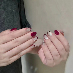 OEM ODM-Faux ongles ronds en œil de chat bleus à presser-Logo personnalisé de marque privée Douceur asiatique pour les doigts Paquet de faux ongles artificiels - Product Image 5