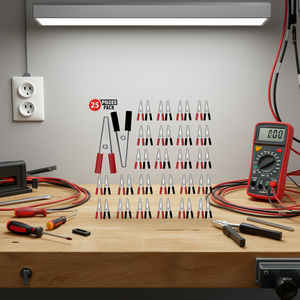 Pinzas de cocodrilo, 25 unidades, metálicas, aisladas, de alta resistencia, para uso eléctrico - Product Image 2