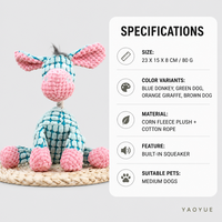 Jouet pour chien en peluche Popcorn de dessin animé avec corde en coton, jouet interactif à mâcher pour chiens de taille moyenne