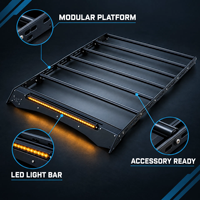 Plateforme de toit en alliage d'aluminium avec barre lumineuse LED, porte-bagages modulaire pour camping 4x4 tout-terrain, vente en gros OEM CarLuxe