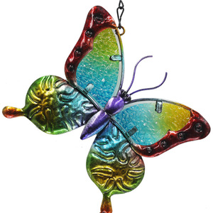 Campanas de viento de hierro modernas, diamantes pintados, colibríes de cristal, mariposas, libélulas, colgantes de Metal creativos para perchas de jardín - Product Image 6