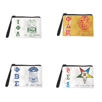 Porte-monnaie en gros avec lettres grecques de sororité, imprimé perles, fermeture éclair, pochette à poignet, logo personnalisé, cadeaux pour sœurs de sororité