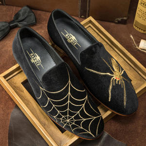 Wholesale Custom Casual Shoes for Men Velvet Spider Embroidery Gentlemen Formal Wear Men's leather Dress Shoes&Oxfords - Product Image 1