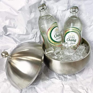 Thép không gỉ hình cầu Xô đá, xô đá với nắp hai lớp cách nhiệt thép không gỉ Băng hộp container - Product Image 1