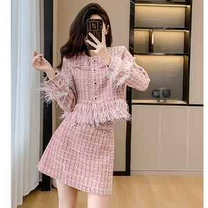 Autunno e inverno leggero <span class=keywords><strong>abbigliamento</strong></span> <span class=keywords><strong>donna</strong></span> di lusso perline per unghie in lana grossolana elegante Set da due pezzi da <span class=keywords><strong>donna</strong></span> - Product Image 3