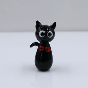 Nhà Máy Giá Collectible tay thổi Murano lampwork thu nhỏ thủy tinh nhỏ thủ công màu đen trắng Valentine mèo bức tượng nhỏ bán buôn - Product Image 5