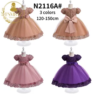 FSMKTZBaby Princess Dress with Sequins - Short Sleeve Piano Performance Costume for Flower Girls and Children's Formal Occasions