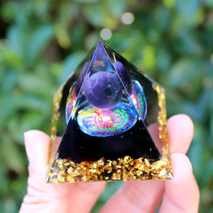 <b>Crystal</b> Pyramid Resin Epoxy Craft 5 Cm Purple Ball Life <b>Tree</b> Home Decoration Desktop Ornament - Product Image 3