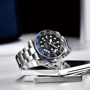 Relojes Mecánicos para Hombre PAGANI 1662 <span class=keywords><strong>GMT</strong></span> con Cristal de Zafiro, Relojes <span class=keywords><strong>GMT</strong></span> Resistentes al Agua 100M, Reloj Automático para Hombre Completamente de Acero Inoxidable - Product Image 2