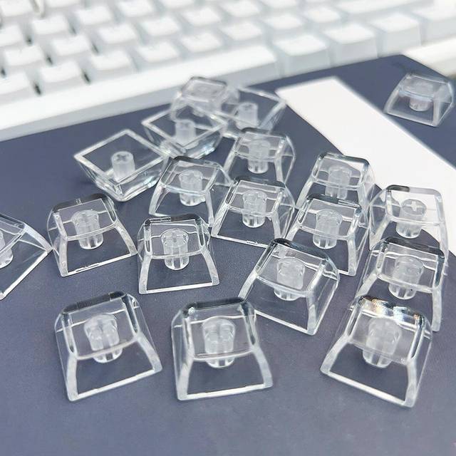Clear Pc Keycaps Xda Height Transparent Crystal Style Cross Hole For Mechanical Keyboard Keychain Pendant Stress Relief Keycaps