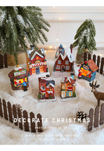 Commercio all'ingrosso della fabbrica della casa della resina di natale ha condotto gli ornamenti della decorazione dell'albero di natale regalo di natale piccola casa sull'albero - Product Image 5