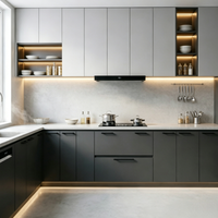 Meubles de cuisine modulaires gris modernes et minimalistes sur mesure pour toute la maison, solutions de meubles de cuisine de luxe complètes pour condos – Offre spéciale USA