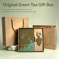 Ensemble cadeau de bloc-notes A5 en papier recyclé à base de plantes, thé vert écologique, minimaliste, logo personnalisé, ensemble cadeau recyclable