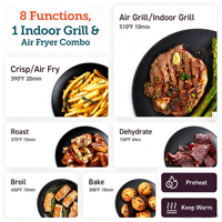 Anbolife 6L 5 in 1 Digital Touchscreen Air Fryer Grill Pabrik OEM Peralatan Dapur Bebas Racun Multifungsi Bebas PFAS