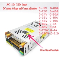 Convertisseur AC-DC Affichage numérique Courant Tension Réglable Interrupteur Alimentation régulée CC 12V 24v 36v 48v 60v 80v 120v 480W