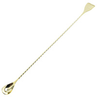 Muddler de bar moderne en acier inoxydable écologique à long manche avec embout filtrant à motif spiralé