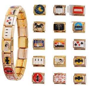 Italian Modular Charm Bracelet Stainless Steel Square Link Bezel Setting Gift Jewelry - Product Image 1