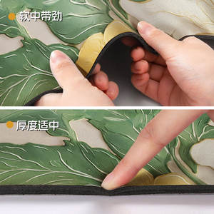 Tapis de salle de bain à motif floral, absorbant, en cuir, rectangulaire, design moderne, pour l'entrée de la salle de bain, antidérapant, vert et blanc - Product Image 1