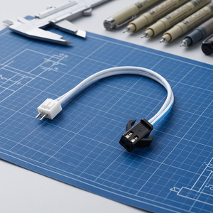 Faisceau de câbles parallèles blanc et bleu personnalisé avec connecteur mâle noir et connecteur femelle blanc pour connexion de signal d'équipement électronique - Product Image 6