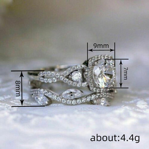Ensemble de deux bagues géométriques en zircon pour femmes, bijoux de mode chic micro-pavés - Product Image 3