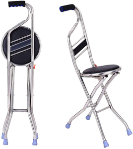 <span class=keywords><strong>Canne</strong></span> pliante avec siège pour personnes âgées, bâton de marche portable avec siège, tabouret en acier inoxydable pour la marche en extérieur des seniors - Product Image 2