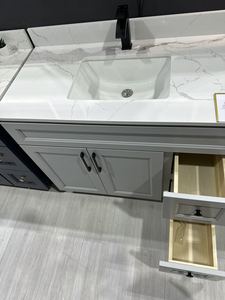 <span class=keywords><strong>Mobile</strong></span> da <span class=keywords><strong>Bagno</strong></span> Moderno di Lusso Grigio in Legno Massello, Nuovo Prodotto, <span class=keywords><strong>Mobile</strong></span> Lavabo - Product Image 3