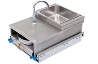 Cuisinière à gaz RV&CAMPERS à sept brûleurs, flamme puissante, évier extractible, acier inoxydable 304, allumage piézoélectrique, CE, caravane, argent, RV