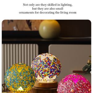 Lampe de table marocaine en mosaïque avec veilleuse LED USB pour les soirées romantiques, lumière décorative tricolore pour chambre à coucher - Product Image 2