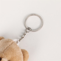 Porte-clés en peluche ours en lin, accessoire de sac d'étudiant, pendentif de dessin animé pour couple, jouet de voiture
