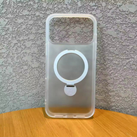 Coque de téléphone magnétique en TPU+PC transparente mate avec anneau rotatif à 360° et coussin d'air pour 17/15/13 Pro Max - Étanche