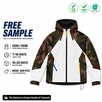 Veste coupe-vent unisexe à capuche, camouflage color block, streetwear, activewear, pull-over, personnalisable OEM ODM, vente en gros, en vrac