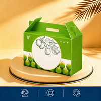 Boîte cadeau en papier personnalisée avec poignée, boîte d'emballage portable pour fruits et aliments, pour cadeau de fête