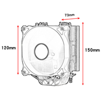 QiuzAim 6 caloducs 12ème génération ventilateur de refroidissement CPU avec lumière 12cm ventilateur de processeur de bureau 4 fils silencieux LGA1200 1155