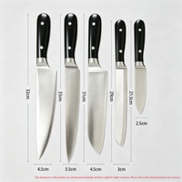 Nouvel ensemble de couteaux de cuisine noirs haut de gamme 2026 en acier inoxydable, couteaux de chef, couteau à pain, couteau Santoku avec support à couteaux pliable en bois