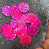 Irisan Cangkang Alami 25MM Bulat Berlapis Warna Elektroplating DIY Kalung Aksesoris Perhiasan Setengah Jadi Grosir