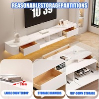 Meuble TV flottant mural pour téléviseurs de 60 à 65 pouces, console multimédia moderne pour salon, meuble de rangement, MOQ 100
