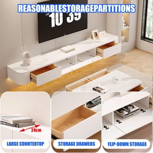Meuble TV flottant mural pour téléviseurs de 60 à 65 pouces, console multimédia moderne pour salon, meuble de rangement, MOQ 100 - Product Image 2