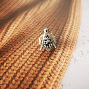 Spilla da Bavero Massonica, Distintivo Massoneria, Massone BLM42, <span class=keywords><strong>Argento</strong></span> Anticato, <span class=keywords><strong>Cavaliere</strong></span>, Dimensioni 1.2*1.6cm, Simbolo, Regalo, Accessorio - Product Image 3